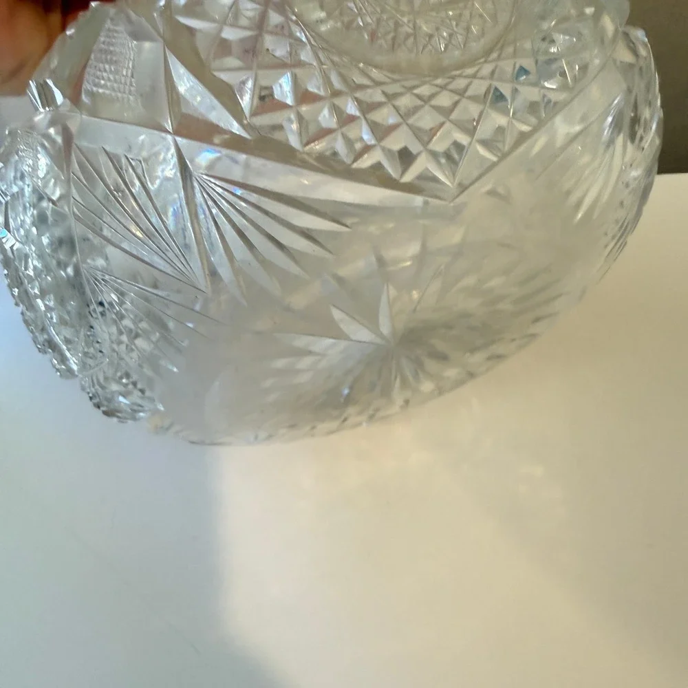 Antique American Brilliant Cut Crystal Decanter Starburst Diamond Pattern
